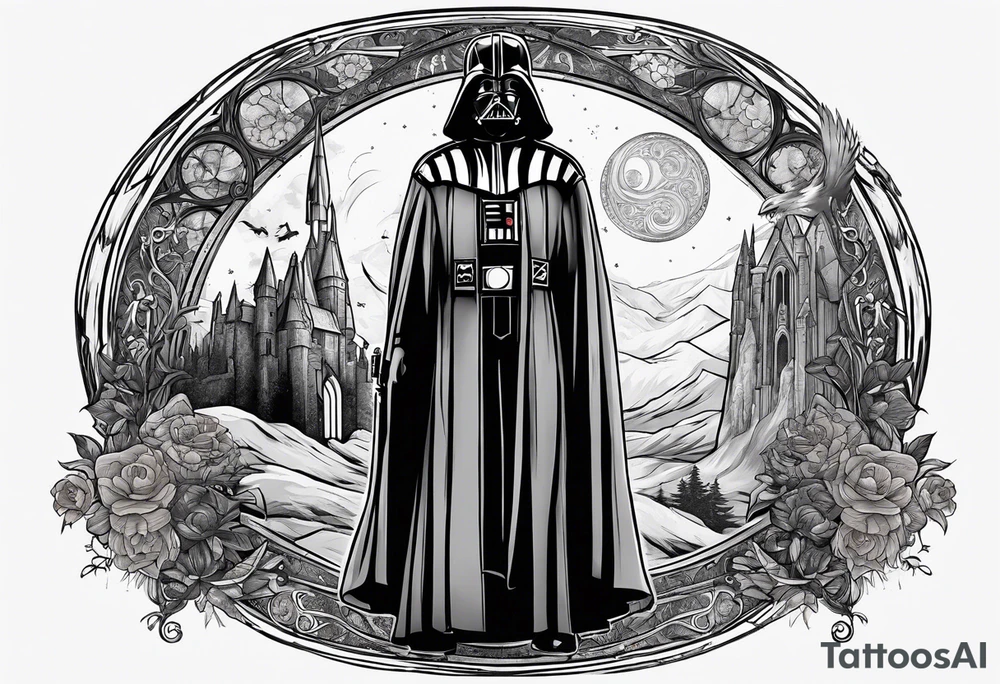 Star wars with Harry potter and lord of the rings tattoo idea