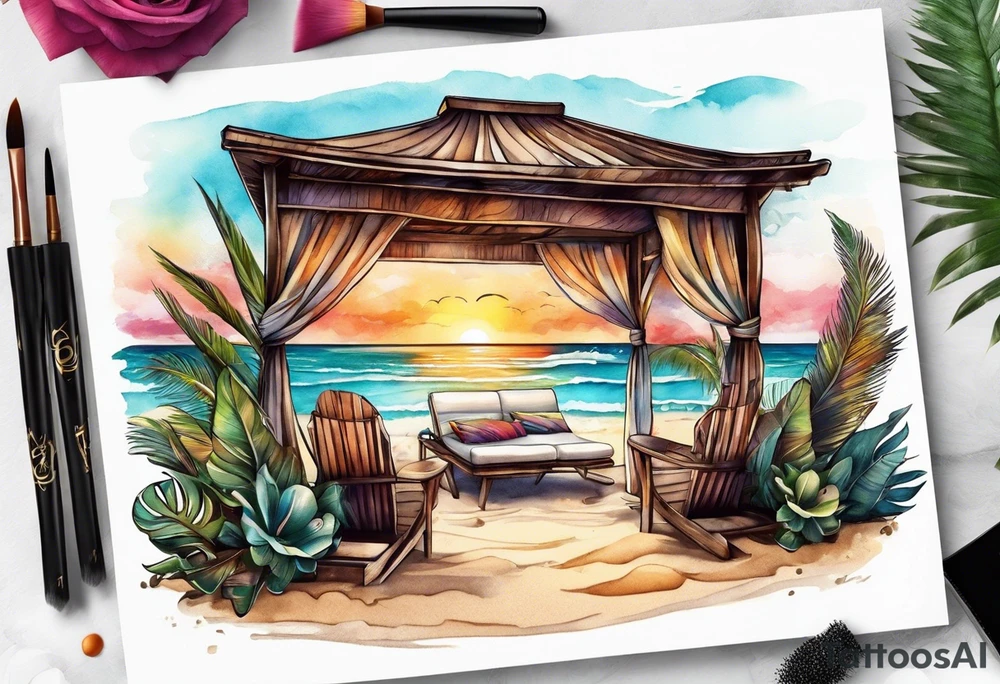 cabana on a beach tattoo idea