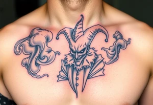jester in a fog of smoke tattoo idea