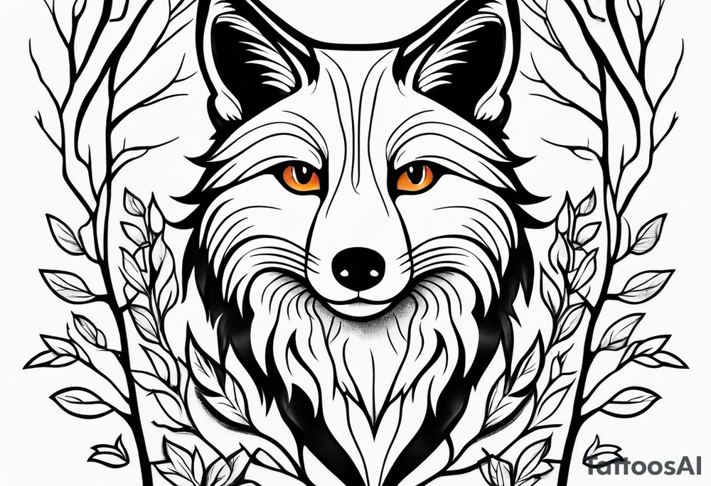Fox in birch trees tattoo idea