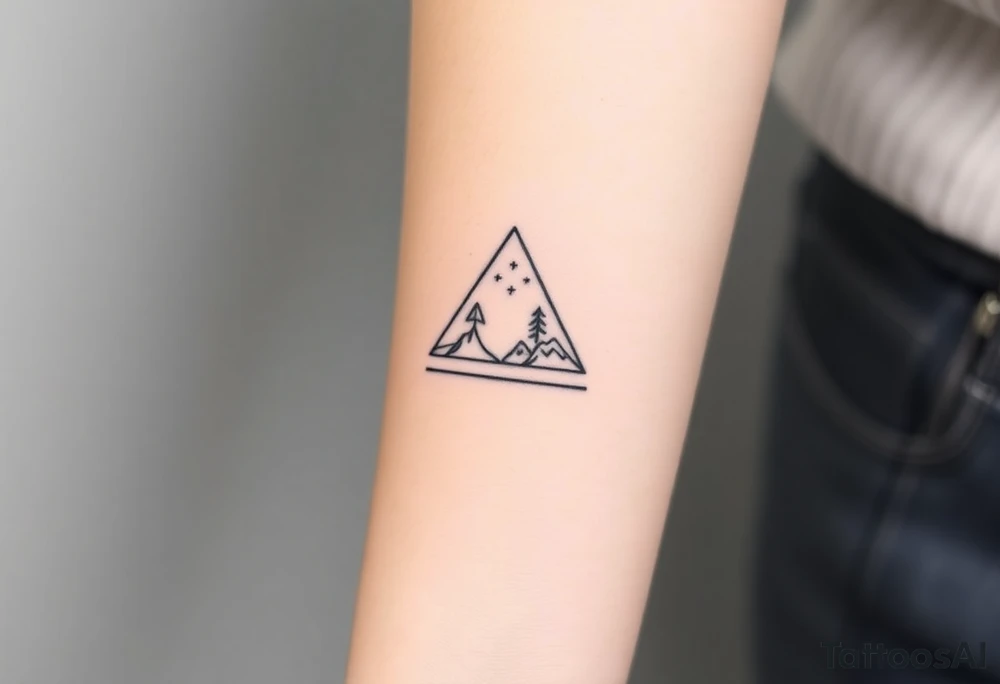 Geometric small triangle about different paths in life merge together and become stronger together tattoo idea