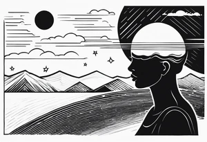 staring at the sun tattoo idea