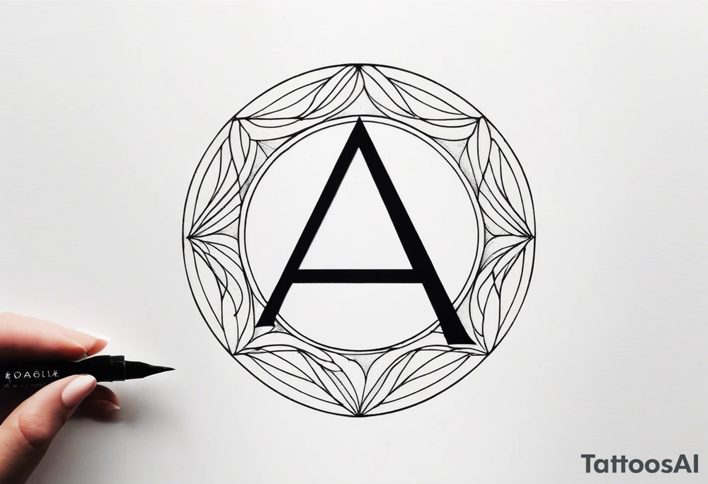 letter delta inside a circle, subtle, girly, simplistic tattoo idea