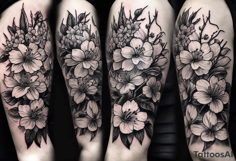 dagger cherry blossom tattoo idea