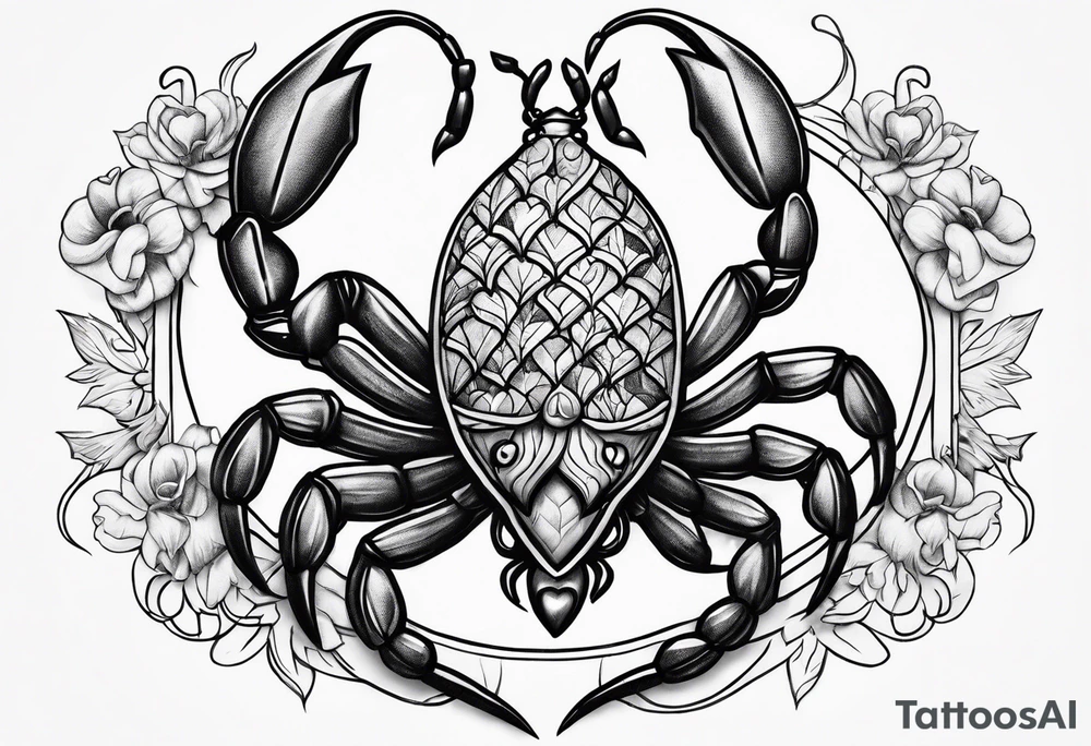 Scorpion with hearts tattoo idea