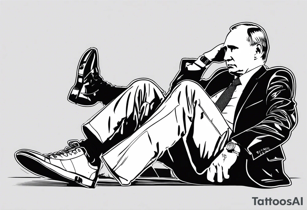 Vladimir Putin, knees on the ground, muzzle of kalashnikov is pointed at his head tattoo idea