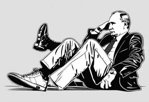 Vladimir Putin, knees on the ground, muzzle of kalashnikov is pointed at his head tattoo idea