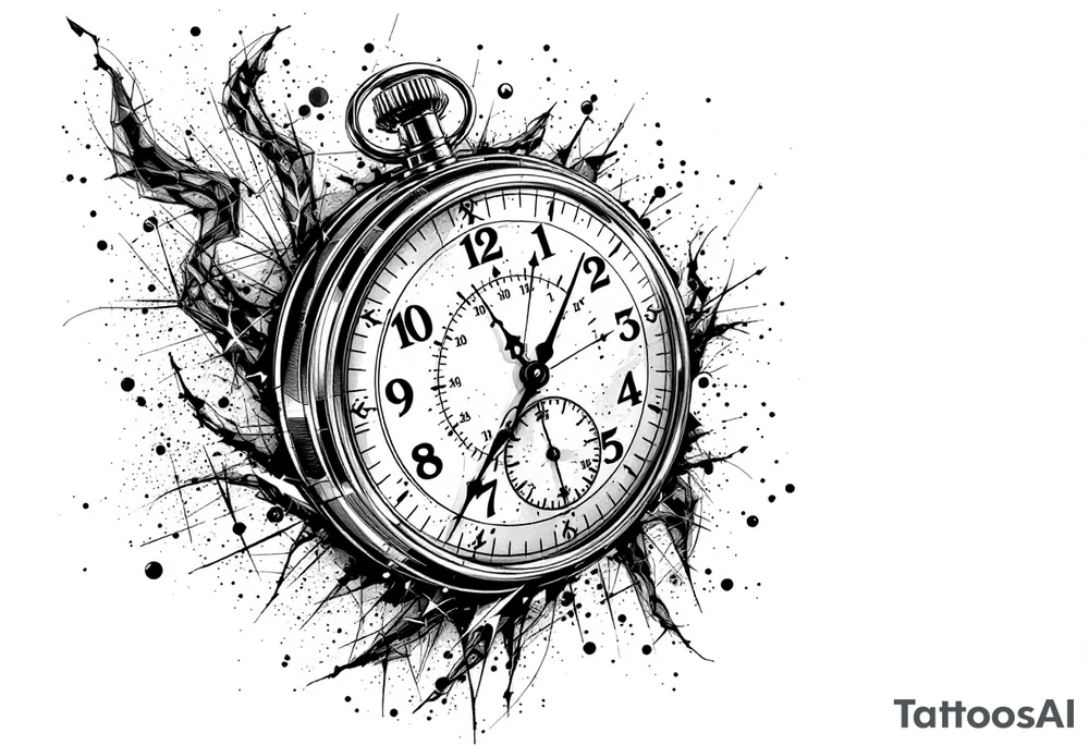 draw a stop watch time piece on the dorsal part of a body tattoo idea