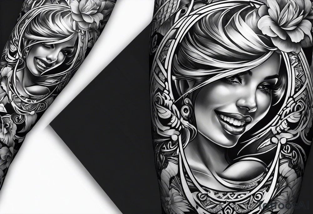 rock a billy Arm sleeve mit verschiedenen Motiven tattoo idea