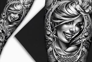 rock a billy Arm sleeve mit verschiedenen Motiven tattoo idea