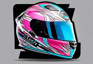 Formula 1 one helment inspired in Miami with black pink and light blue colors tattoo idea