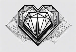 black hexagon diamond heart with tattoo idea