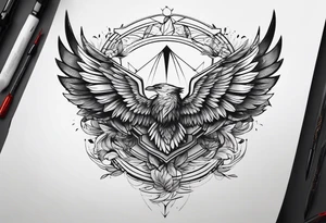 wings fine linework arrows tattoo idea