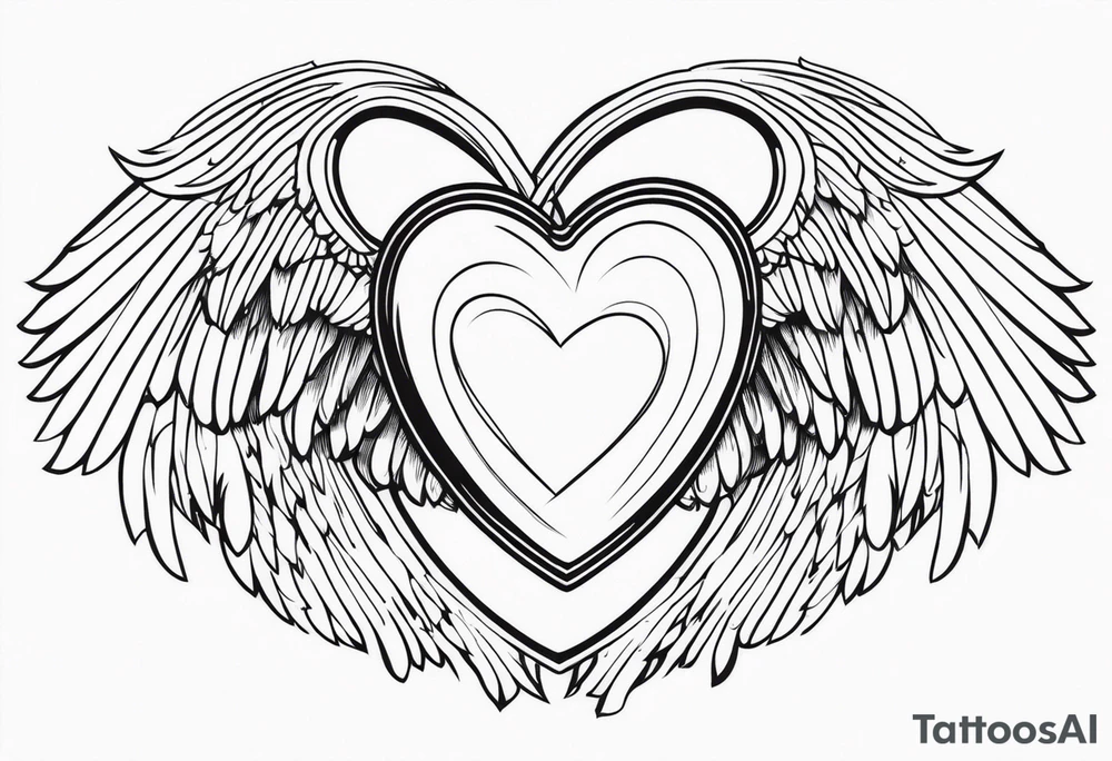 Y2K angel heart with wings tattoo idea