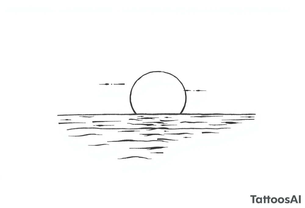Sunset with ocean simple tattoo idea