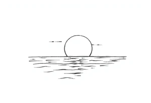 Sunset with ocean simple tattoo idea