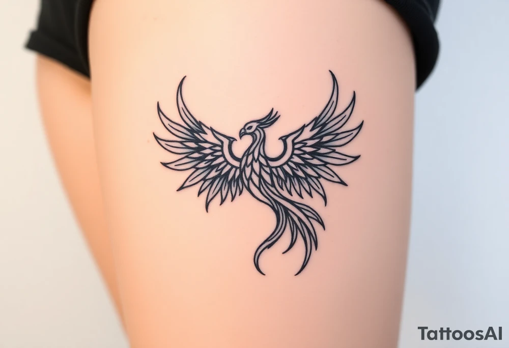 geometric phoenix tattoo idea