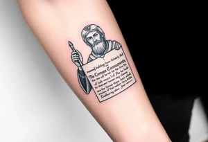 Moses holding the Ten Commandments sleeve tattoo idea