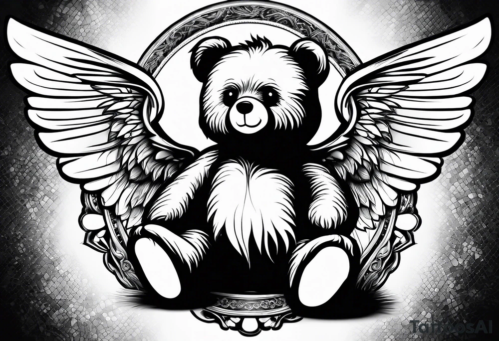 Teddy bear with wings tattoo idea