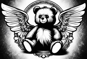 Teddy bear with wings tattoo idea