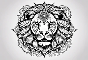Lion sun evil eye tattoo idea