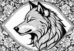 NC STATE UNIVERSITY WOLF MASCOT IN A FLRAL TOILE PATTERN tattoo idea