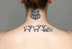 nursery rhyme big bad wolf disguised as sheep to eat the pigs
Farm and three little pigs and sheep tattoo idea