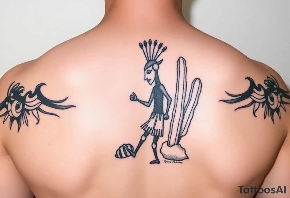 kokopelli in front of cactus tattoo tattoo idea
