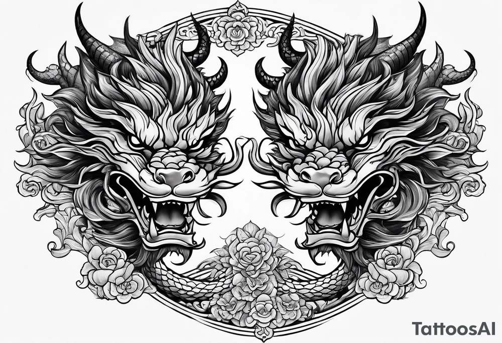 two Chinese dragons for lady design tattoo idea