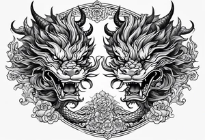 two Chinese dragons for lady design tattoo idea