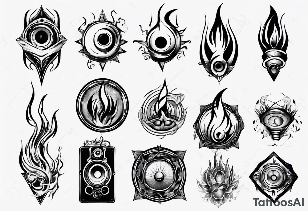 speaker flame tattoo idea