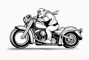 Shrek riding a Harley davidson tattoo idea