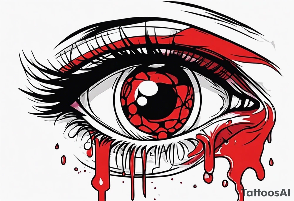 Bloody tear flow to down from eye sleeve tattoo tattoo idea