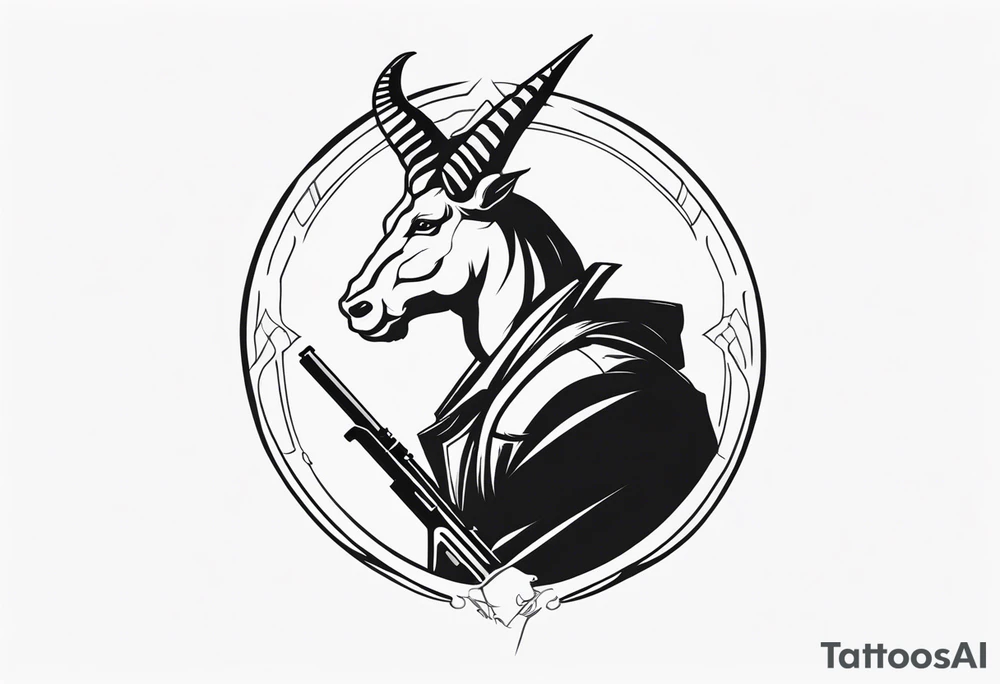 capricorn man with gun tattoo idea