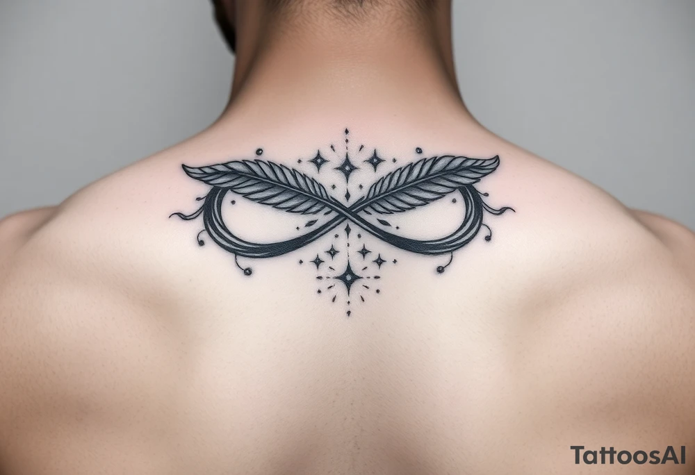 infinity symbol woven with floating feathers and stardust tattoo idea infinity symbol woven with floating feathers and stardust tattoo idea