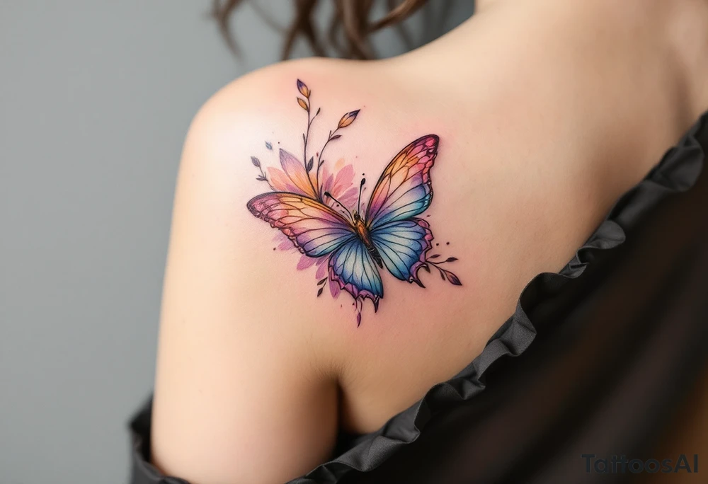 butterfly daisy tattoo idea