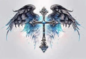 Constellation, Angel wing , snow , cross tattoo idea