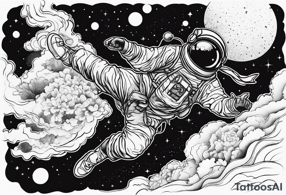 Man falling from space to earth tattoo idea