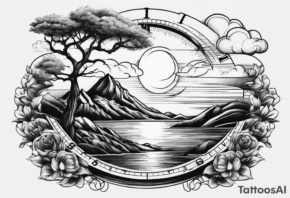 time element in sunset for man simple design tattoo idea