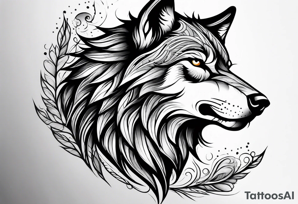 Howling wolf tattoo idea