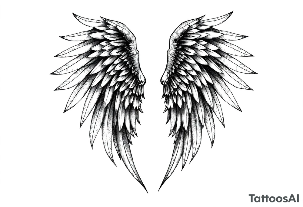Long Angelwings straight down tattoo idea