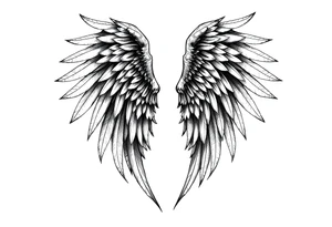 Long Angelwings straight down tattoo idea