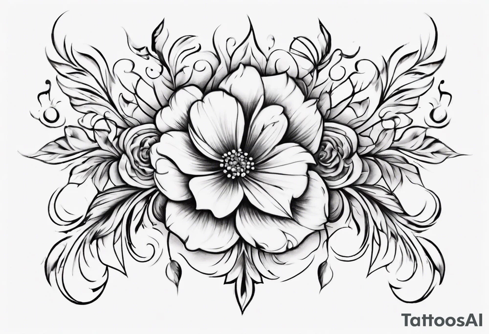 Black and white floral and ornamental style tattoo which will wrap around ankle horizontally which is larger in the centre tattoo idea