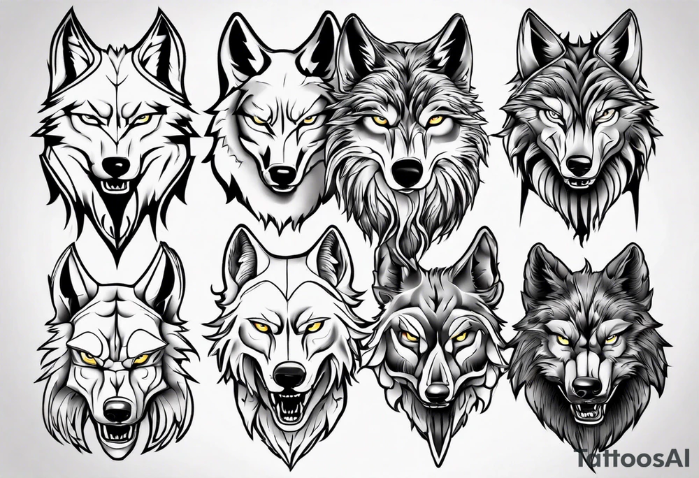 wolf head tattoo idea