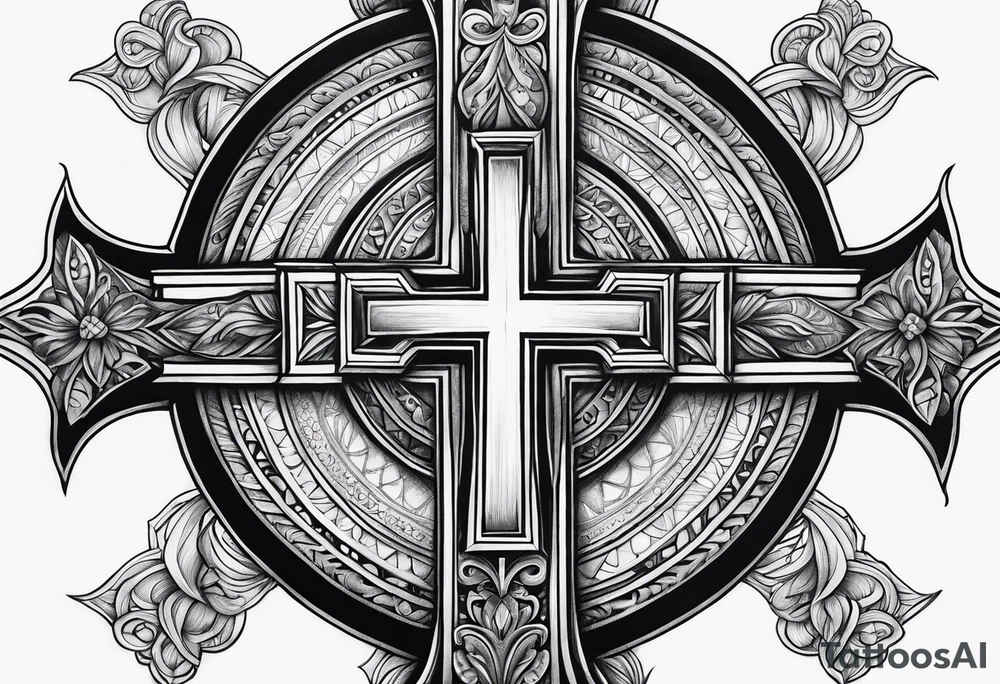 Humble wisdom caring cross detailed tattoo idea