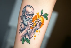 Grandfather peeling an orange tattoo idea