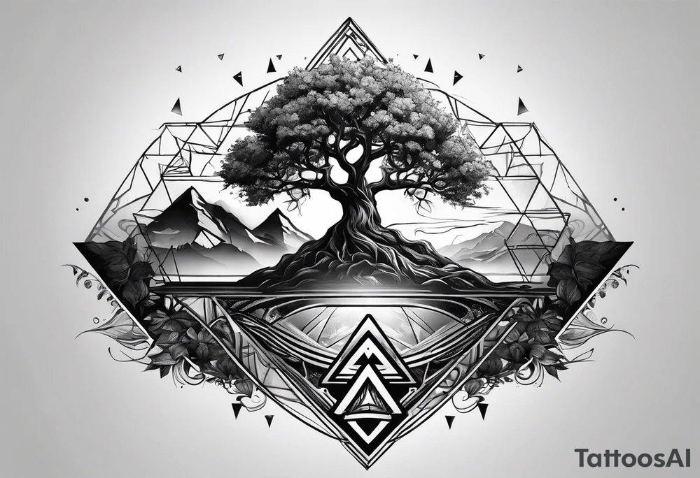 yggdrasil
3 line triangles behind tattoo idea