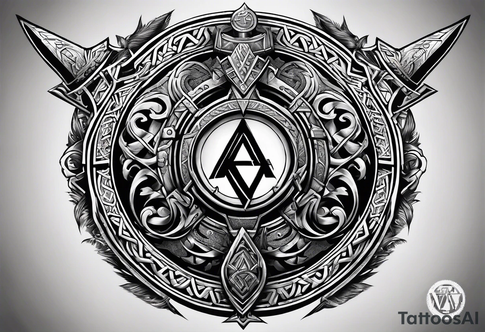 Valhalla round
shield axe sword valknut tattoo idea Valhalla round
shield axe sword valknut tattoo idea