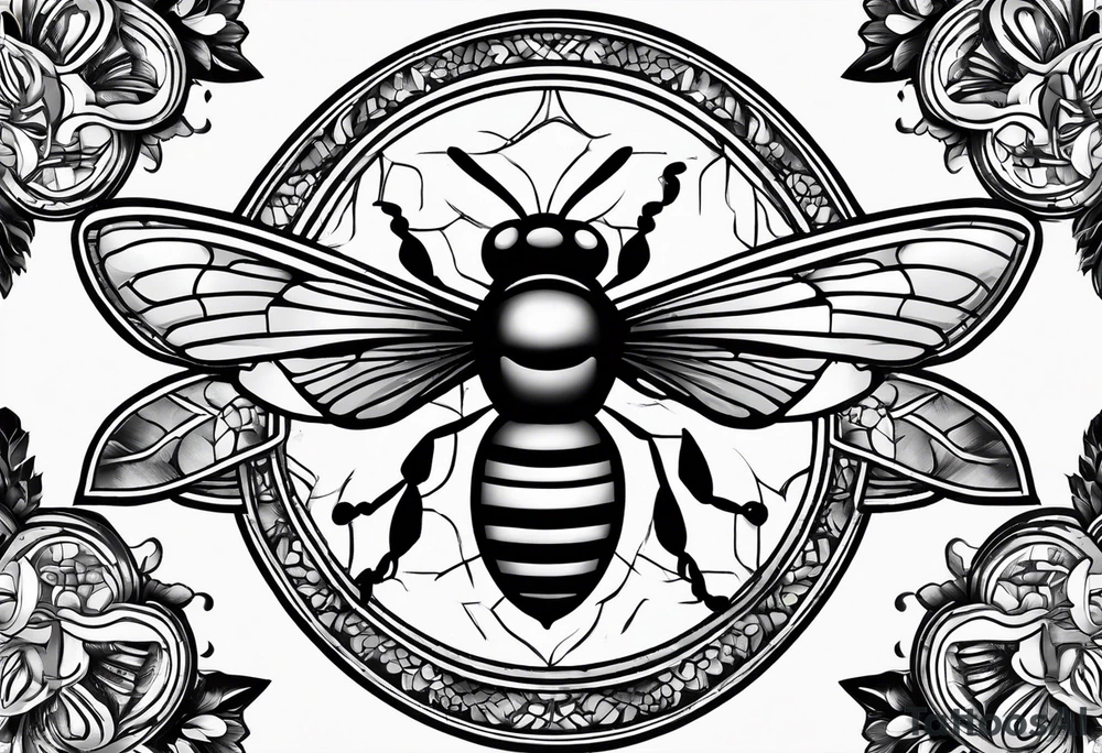 a bee inside of a emblem, like a family blazon
a bit classy and emblematic tattoo idea