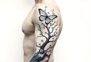 Justin above mini butterflies and cherry blossom tree tattoo idea
